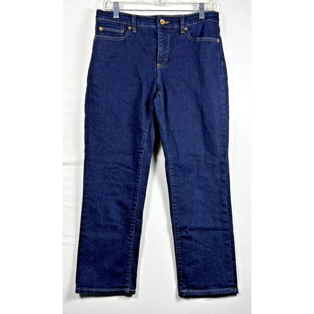 Lands End Jeans, Women's Blue,‎ Dark Denim, Mid Rise Crop Jeans, Pockets 6
